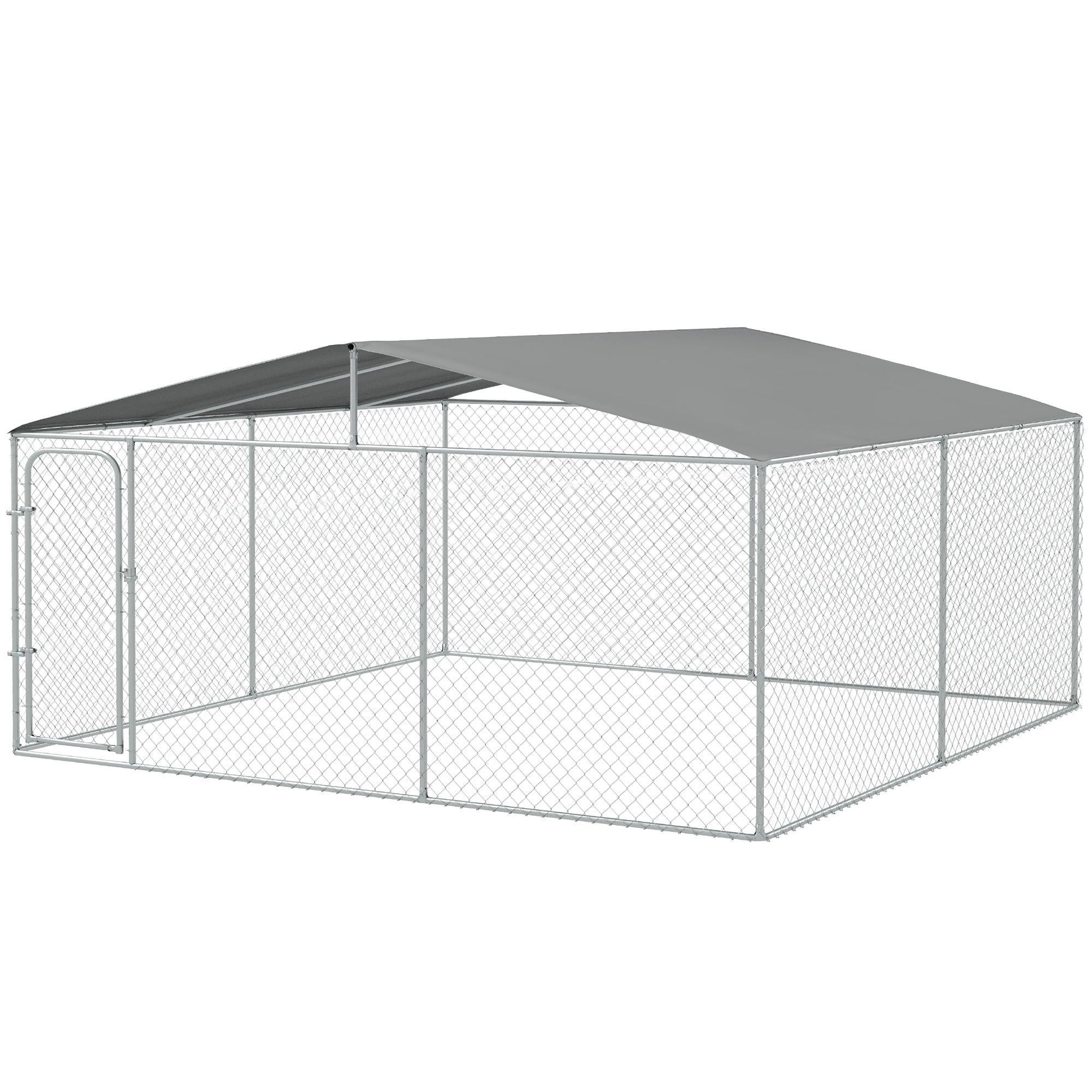 15x15 Dog Kennel with Cover, Secure Outdoor Dog Fence, Galvanized Steel Frame for Backyard, Green